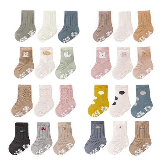 3 Pairs/Lot 0-5T Baby/Toddler Non Skid Socks